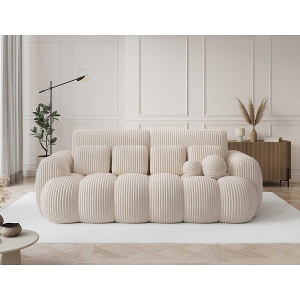 Smėlio spalvos sulankstoma sofa iš kordinio velveto 256 cm Cotonn – ELTAP-image-1