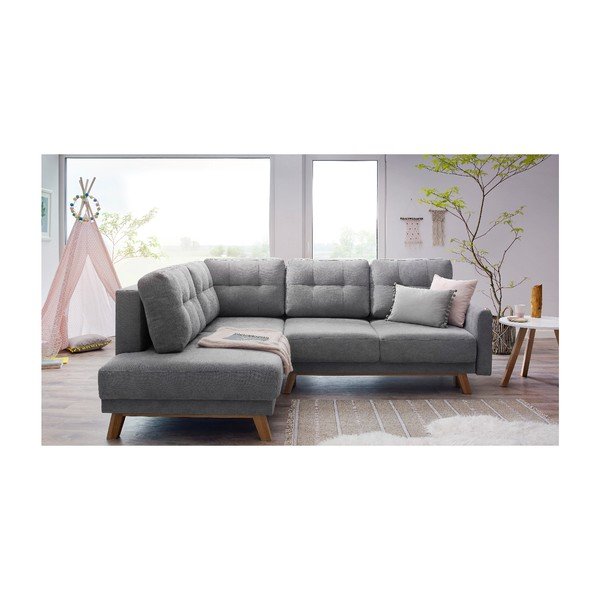 "Bobochic Paris Balio" pilka sofa-lova, kairysis kampas, 244 cm-image-4