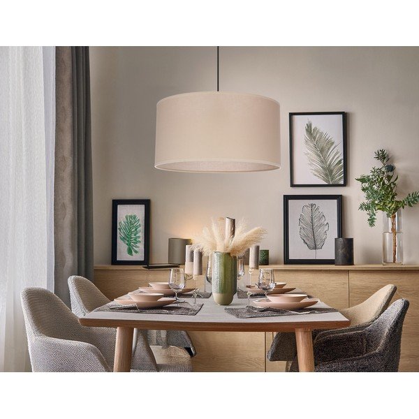 Smėlio spalvos kabantis šviestuvas ø 40 cm su tekstiliniu gaubtu Shanti – Candellux Lighting-image-4