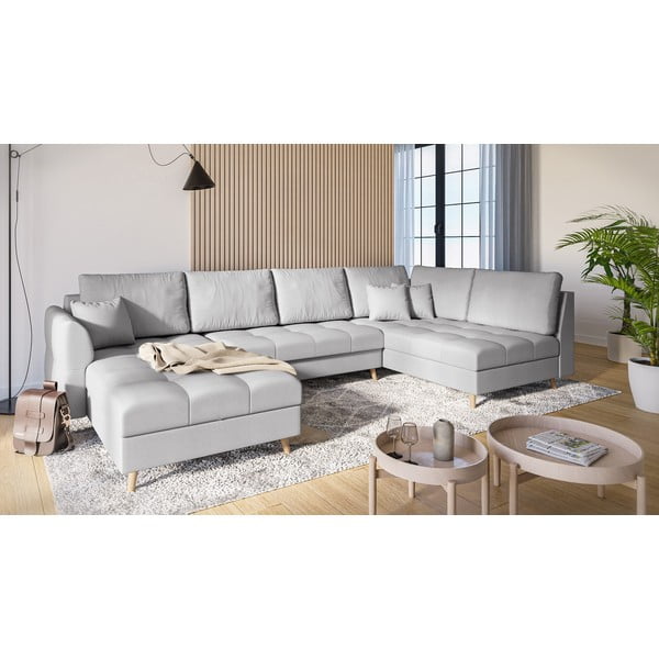 Šviesiai pilka kampinė sofa (kairysis kampas) Ariella - Ropez-image-2