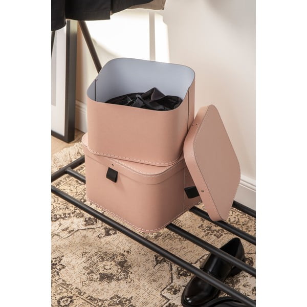 Rožinės spalvos iš kartono daiktadėžės su dangčiu 2 vnt. 28,5x28,5x19,5 cm Ludvig Paper Laminate – Bigso-image-1