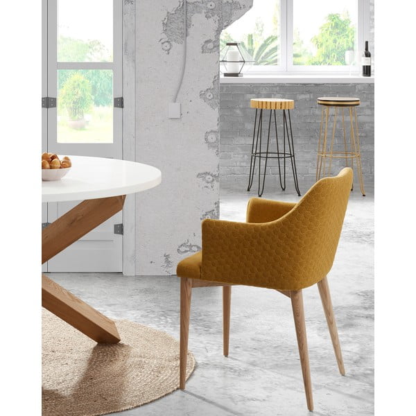 Geltonos spalvos valgomojo kėdė Kave Home Danai-image-4