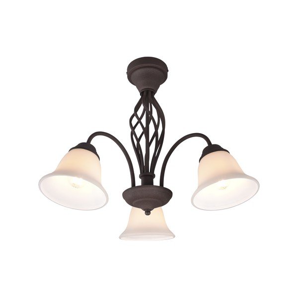 Tamsiai rudos spalvos lubinis šviestuvas su stiklo gaubtu Rustica – Trio