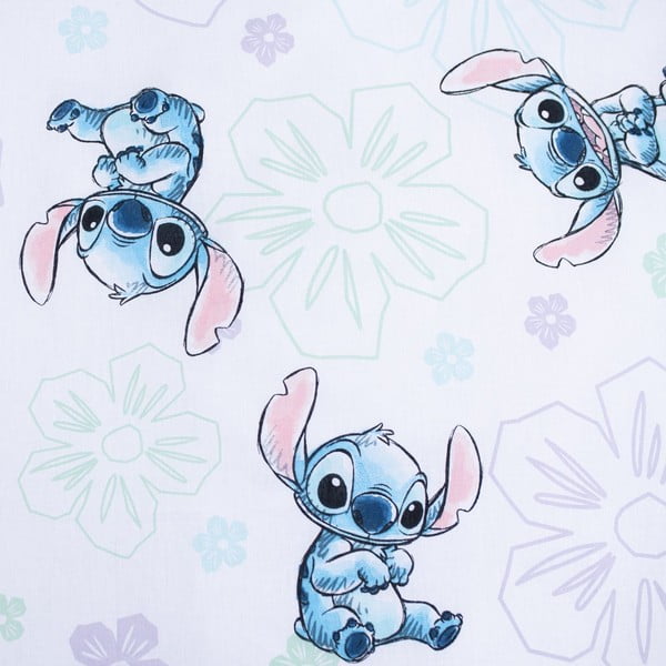 Baltos spalvos iš medvilnės viengulė vaikiška patalynė 140x200 cm Lilo and Stitch "Ohana White" – Jerry Fabrics-image-4