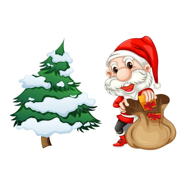 Kalėdų lipdukas Ambiance Santa Claus ir medis