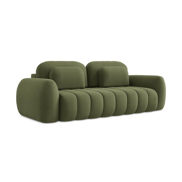 Žalios spalvos iš boucle sulankstoma/su sandėliavimo vieta sofa 266 cm Pele – Makamii-image-3