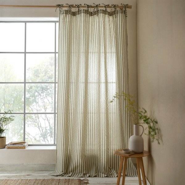 Žalios spalvos užuolaida 140x229 cm Zanzibar Woven Stripe – Pineapple Elephant-image-1