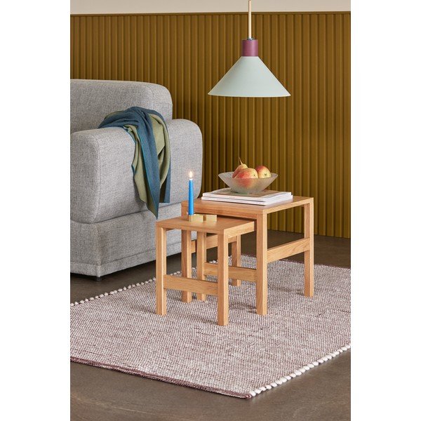 Šoniniai stalai 2 vnt. iš ąžuolo 40x40 cm Puzzle – Hübsch-image-1