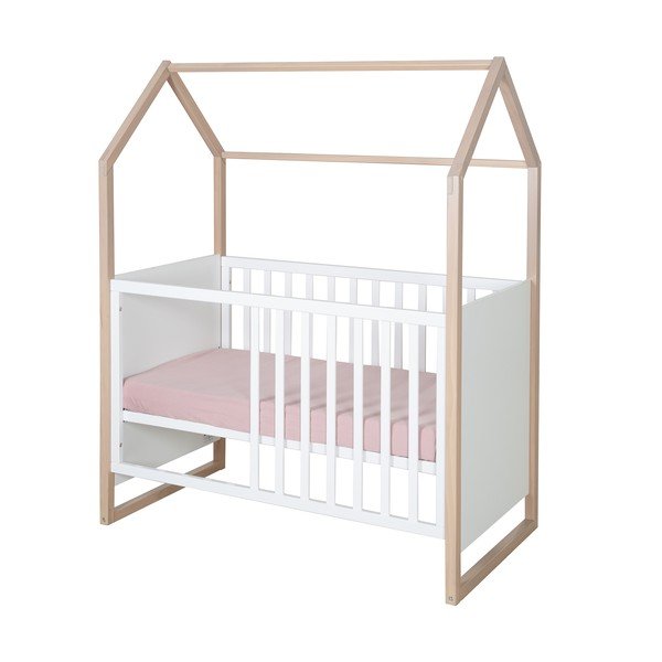 Vaikiška lovelė baltos spalvos 60x120 cm Cabane – Roba-image-2