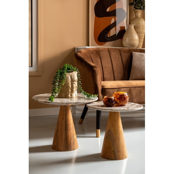 Apvalios formos šoninis stalas su marmuro dekoro stalviršiu ø 40 cm Force   – Leitmotiv-image-2