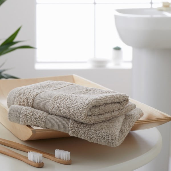 Smėlio spalvos iš frote audinio iš medvilnės rankšluosčiai 2 vnt. 30x30 cm Anti-Bacterial – Catherine Lansfield-image-1