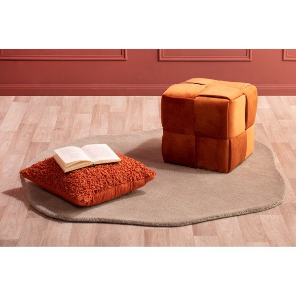 Oranžinės spalvos aksominė taburetė Weaved – Leitmotiv-image-3
