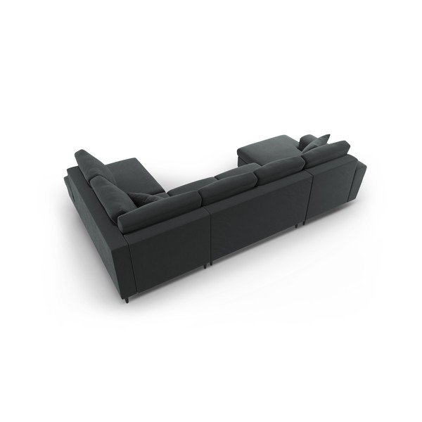 Tamsiai pilkos spalvos iš velveto sulankstoma/su sandėliavimo vieta kampinė sofa (su dešiniuoju kampu/„U“ formos) Kyoto – Cosmopolitan Design-image-4