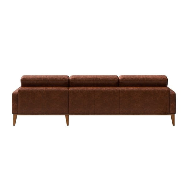 Raudonai ruda odinė kampinė sofa MESONICA Musso Tufted, kairysis kampas-image-3