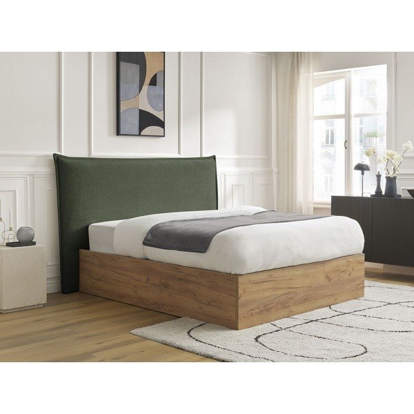 Žalios spalvos iš audinio dvigulė lova audiniu dengta/iš medžio drožlių plokštės su sandėliavimo vieta su lovos grotelėmis 160x200 cm Charlie – Bobochic Paris-image-3