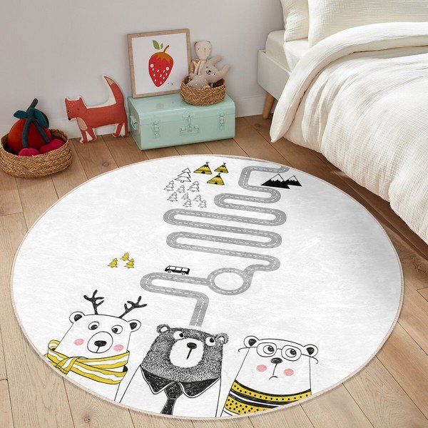 Vaikiškas kilimas baltos spalvos ø 100 cm Comfort – Mila Home-image-4