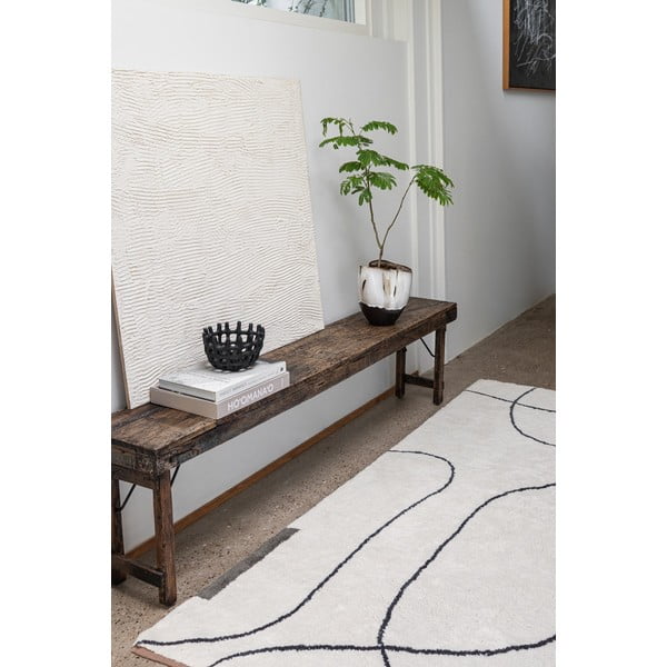 Skalbiamas dramblio kaulo spalvos iš medvilnės kilimas 140x200 cm Shadow – Mette Ditmer Denmark-image-1