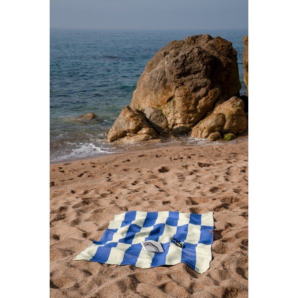 Šviesiai geltonos spalvos/mėlynos spalvos iš medvilnės paplūdimio rankšluostis 100x160 cm Su – noo.ma-image-1