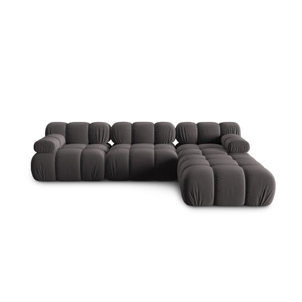 Kampinė sofa tamsiai pilkos spalvos iš velveto Bellis – Micadoni Home