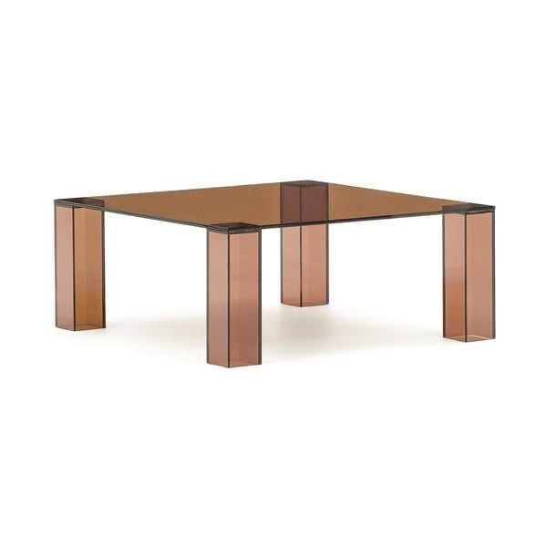 Rudos spalvos iš stiklo kavos staliukas 85x85 cm Adularia – Kave Home