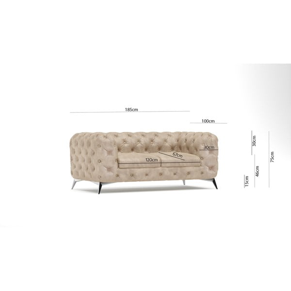 Smėlio spalvos iš velveto sofa 185 cm Chelsea – Ropez-image-4