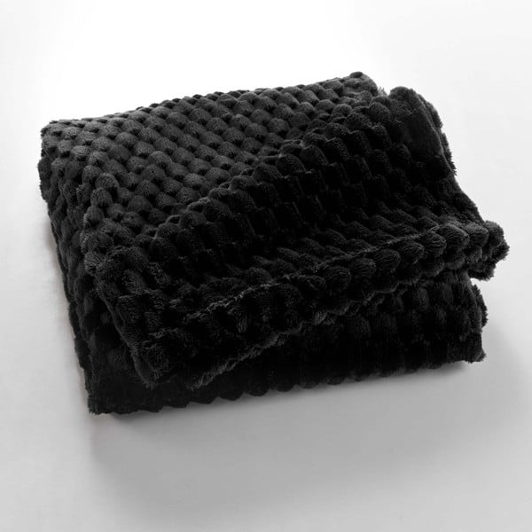Juodos spalvos iš mikroflanelės antklodė ir pledas 125x150 cm Mini Frosty – douceur d'intérieur