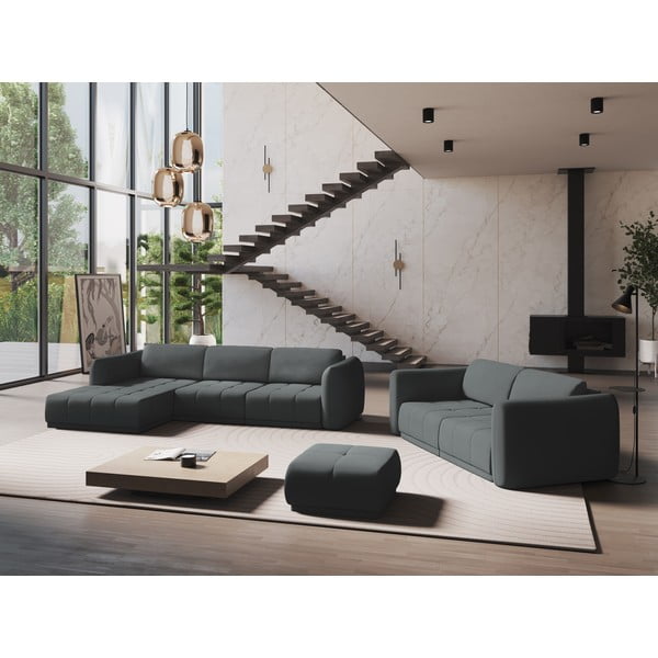 Tamsiai pilkos spalvos kampinė sofa (su kairiuoju kampu) Hoku – Makamii-image-1