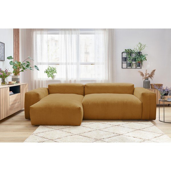 Garstyčių spalvos velvetinė kampinė sofa (kairysis kampas) Lafayette - Bobochic Paris-image-1