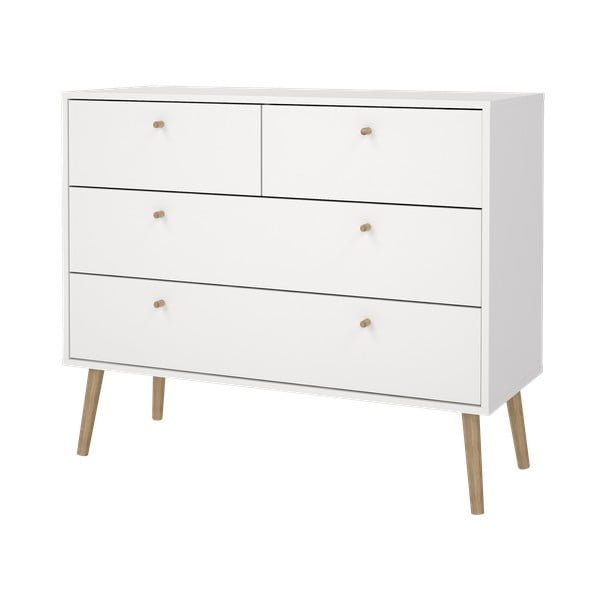 Žema šoninė spintelė baltos spalvos 99x82 cm Bodo – Tvilum-image-3