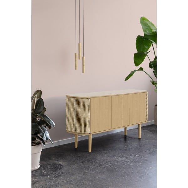 Žema šoninė spintelė juodos spalvos/rudos spalvos iš ąžuolo 150x75 cm Treasures – UMAGE-image-4