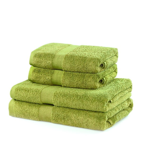 Vonios rankšluosčių rinkiniai iš medvilnės audinio šviesiai žalios spalvos 4 vnt. Marina – DecoKing
