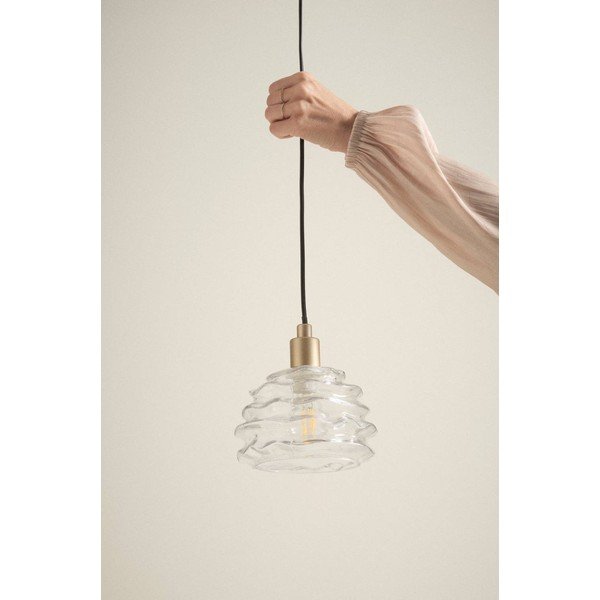 Auksinės spalvos iš stiklo kabantis šviestuvas ø 15 cm Fall – Jotex-image-3