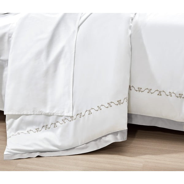 Baltos spalvos iš satino medvilnės viengulė patalynė su paklode/6 dalių 140x200 cm Diana – Mila Home Luxury-image-2