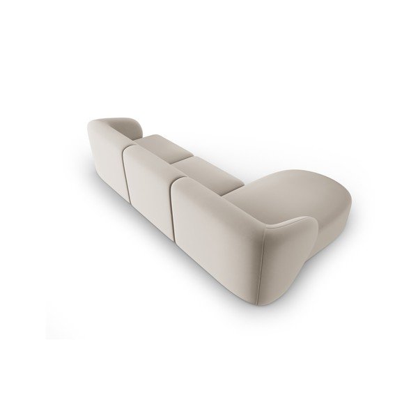Smėlio spalvos iš velveto kampinė sofa (su kairiuoju kampu/su gultu) Paolo – Milo Casa-image-3