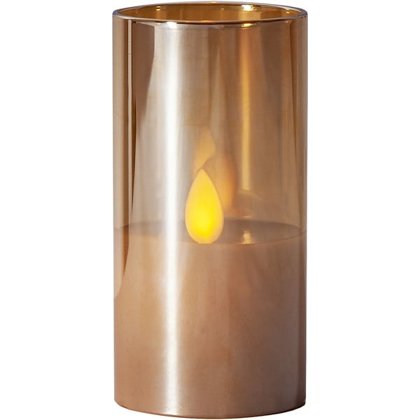 Oranžinė LED vaško žvakė stiklinėje Star Trading M-Twinkle, aukštis 10 cm