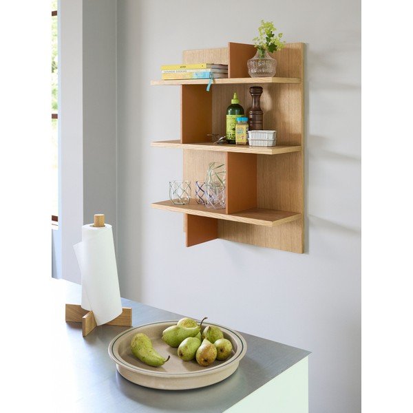 Natūralios spalvos kelių aukštų sieninė lentyna iš ąžuolo 60 cm Stand – Hübsch-image-1