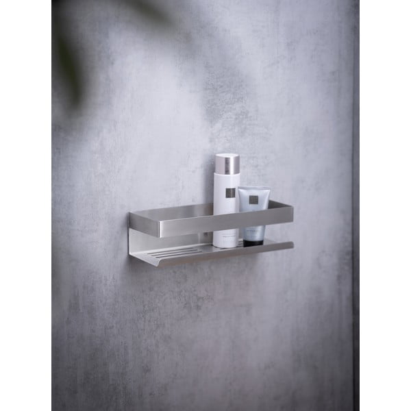 Matinės sidabrinės spalvos savaime prilimpanti vonios lentyna iš nerūdijančio plieno Genova – Wenko-image-1