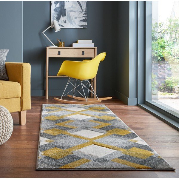 Kilimas geltonos spalvos/pilkos spalvos 80x230 cm Nimbus – Flair Rugs-image-1