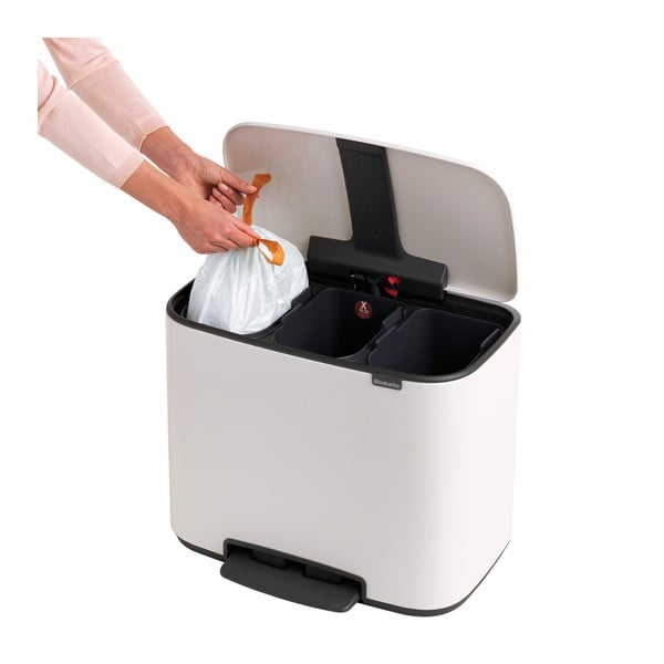 Iš plieno šiukšliadėžė baltos spalvos rūšiavimui/su pedalu 33 l Bo – Brabantia-image-4