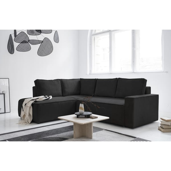 Iš kordinio velveto sulankstoma kampinė sofa antracito spalvos (su kairiuoju kampu) Brave Dave – Miuform-image-3