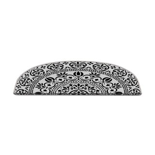 Laiptų kilimėlių rinkiniai juodos ir baltos spalvos 16 vnt. 20x65 cm Anatolian Lace – Vitaus