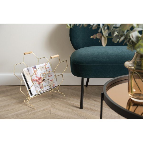 Aukso spalvos metalinė žurnalų lentyna PT LIVING Honeycomb-image-1