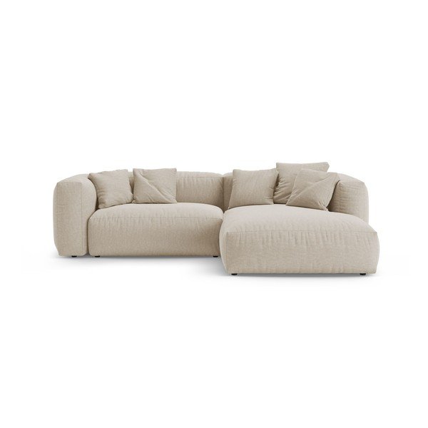 Kreminės spalvos sulankstoma modulinė kampinė sofa (su dešiniuoju kampu/su gultu) – Micadoni 