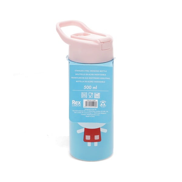 Šviesiai mėlynos spalvos iš nerūdijančio plieno vaikiškas buteliukas 500 ml Lottie & Friends – Rex London-image-3