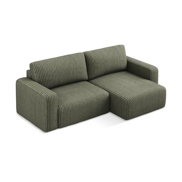 Žalios spalvos sulankstoma/su sandėliavimo vieta kampinė sofa iš kordinio velveto (su dešiniuoju kampu/su gultu) Kona – Makamii-image-3