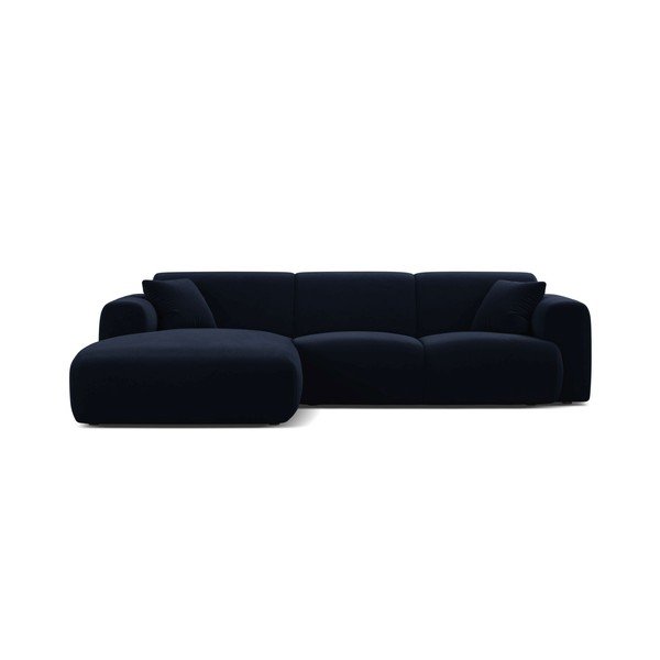 Tamsiai mėlynos spalvos kampinė sofa iš velveto (su kairiuoju kampu/su gultu) Molino – Micadoni -image-2