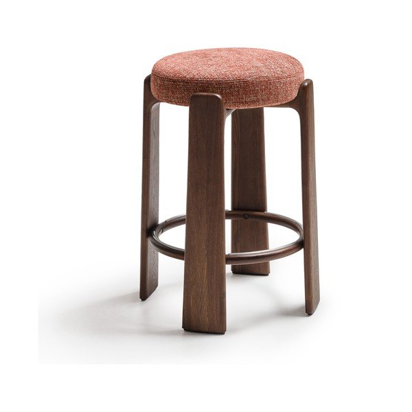 Terakotos spalvos/tamsios natūralios spalvos iš uosio masyvo baro taburetė (sėdynės aukštis 75 cm) Granite – Kave Home
