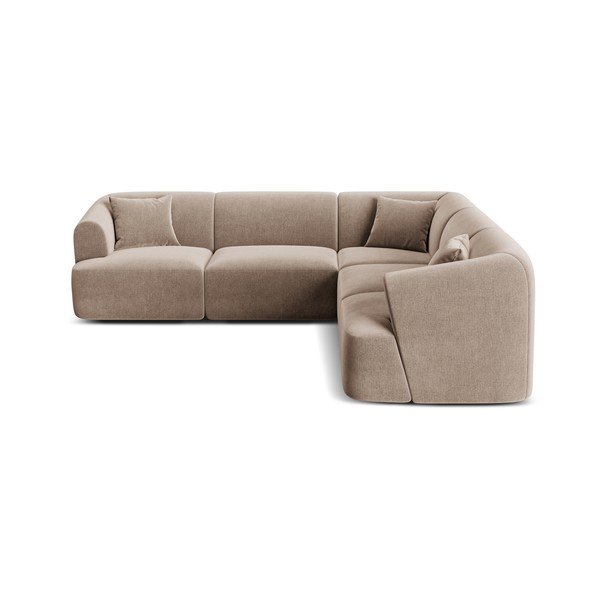 Šviesiai rudos spalvos kampinė sofa iš velveto Campi – Cosmopolitan Design