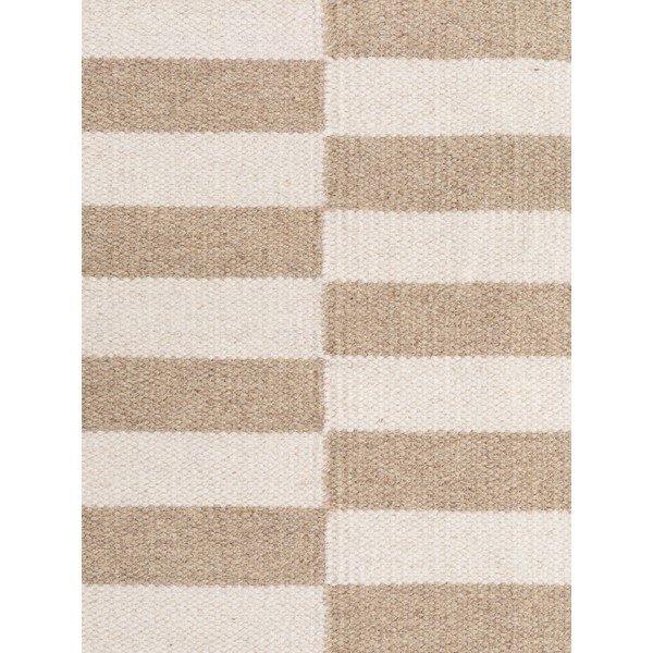 Apverčiamas/rankų darbo baltos spalvos/šviesiai rudos spalvos iš vilnos kilimas 80x150 cm Vika – Hanse Home-image-3