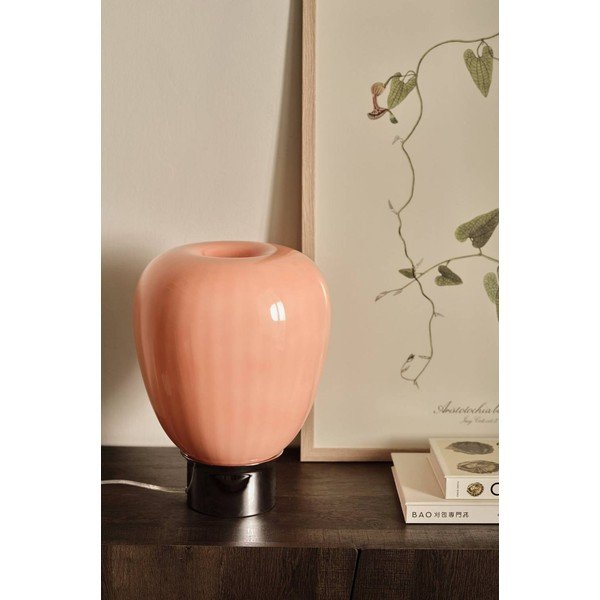 Rožinės spalvos/blizgios sidabrinės spalvos iš stiklo stalinis šviestuvas (aukštis 34 cm) Balloon – Ellos Home-image-3